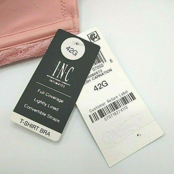 INC International Concepts Womens T Shirt Bra Plus Size 42G Pink with Lace NEW - Picture 4 of 8